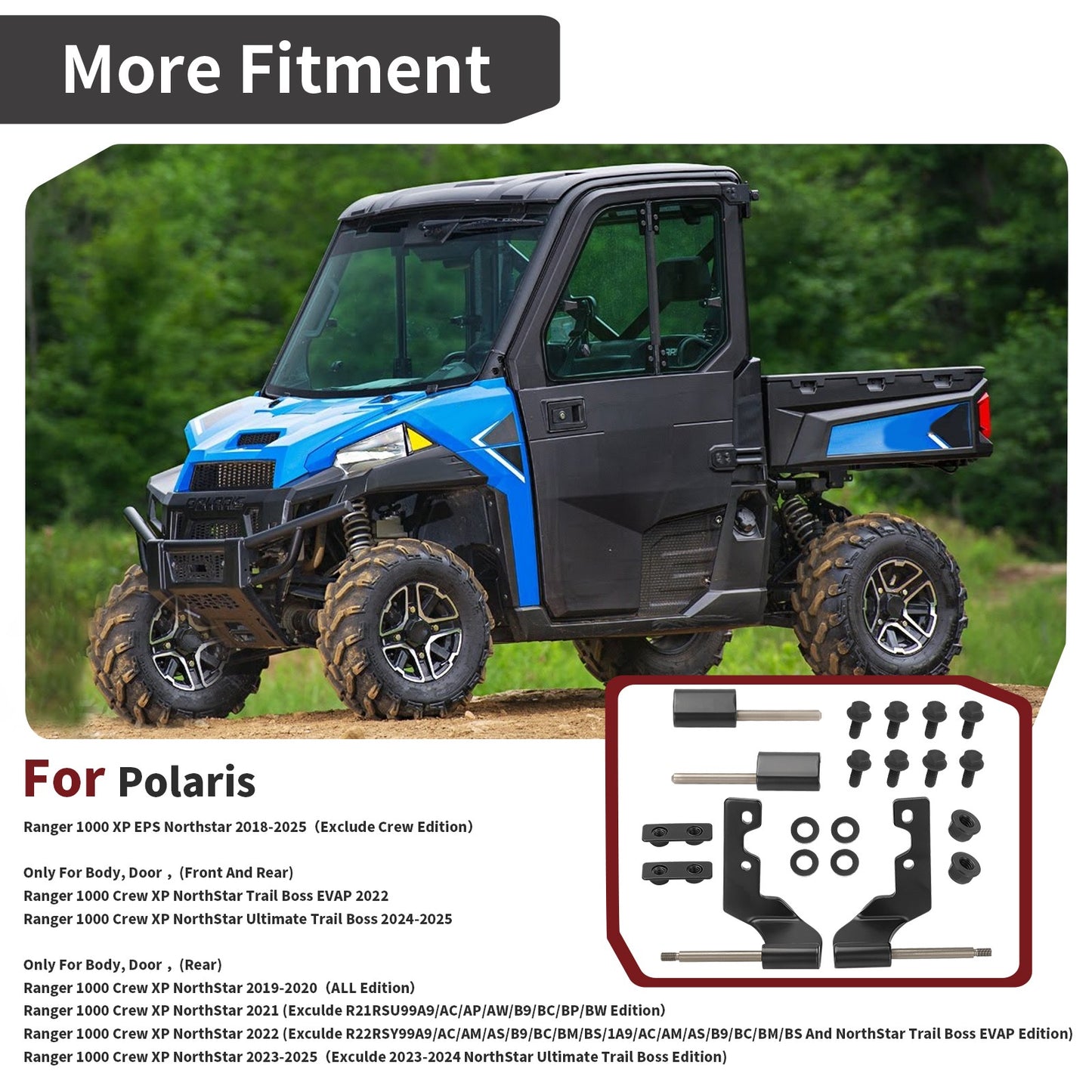 Half Door Hinge Hardware Kit for Polaris Ranger Crew XP 1000 (2018–2023)