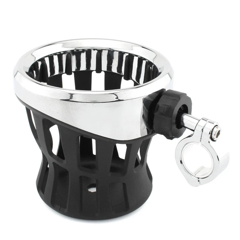 Chrome Motorcycle Drink Cup Holder for 7/8"-1" Bars (22mm-25mm)