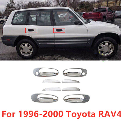8X Car Chrome Side Door Handle Bowl Cover Trim Decor for Toyota RAV4 (1996–2000)