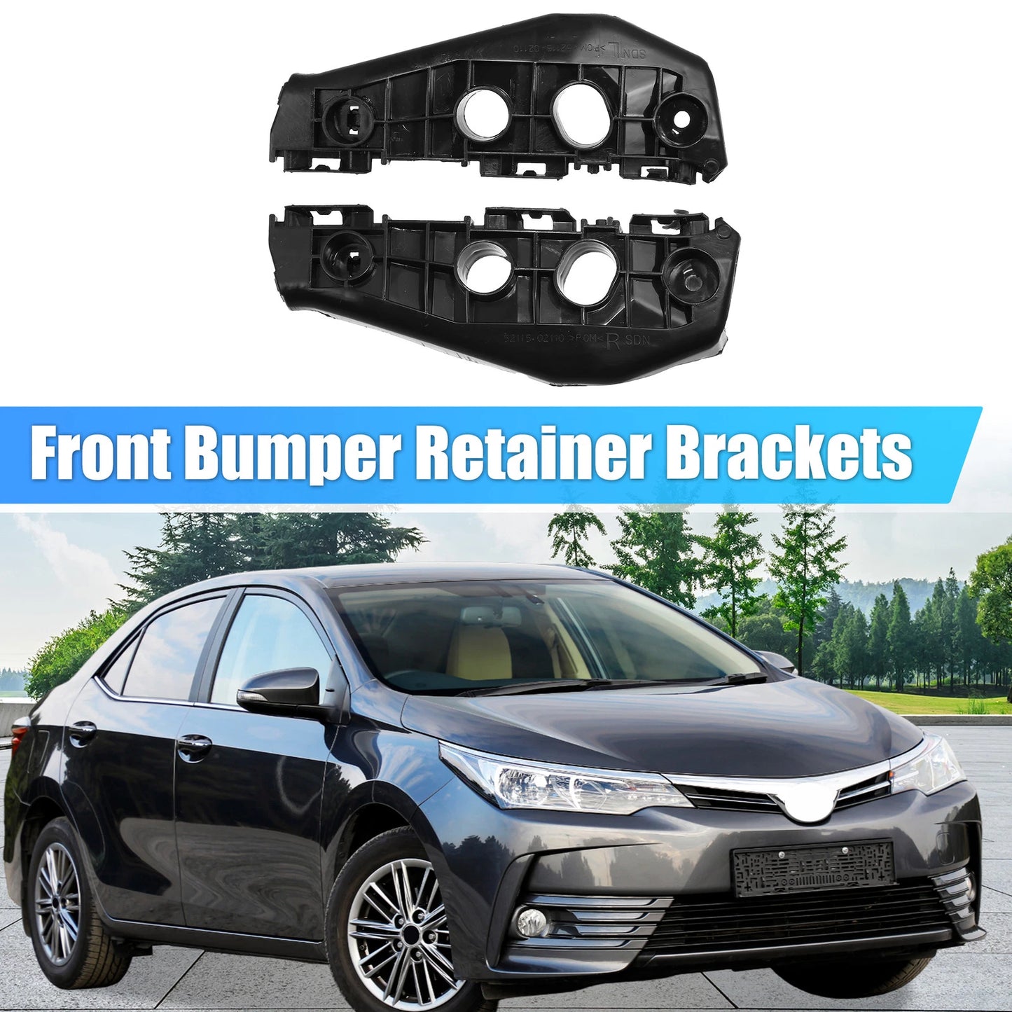 Set of 2 Front Bumper Mounting Support Brackets 5211502130 for Toyota Corolla (2009–2011)