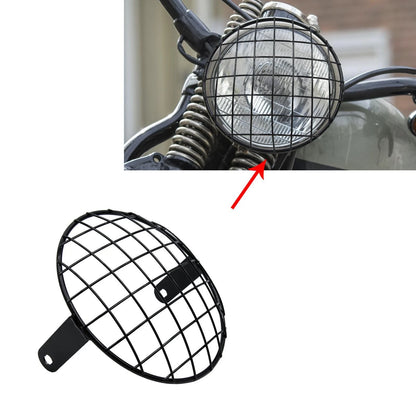 Headlight Mesh Grill Cover for Harley (7.8" Black Metal)