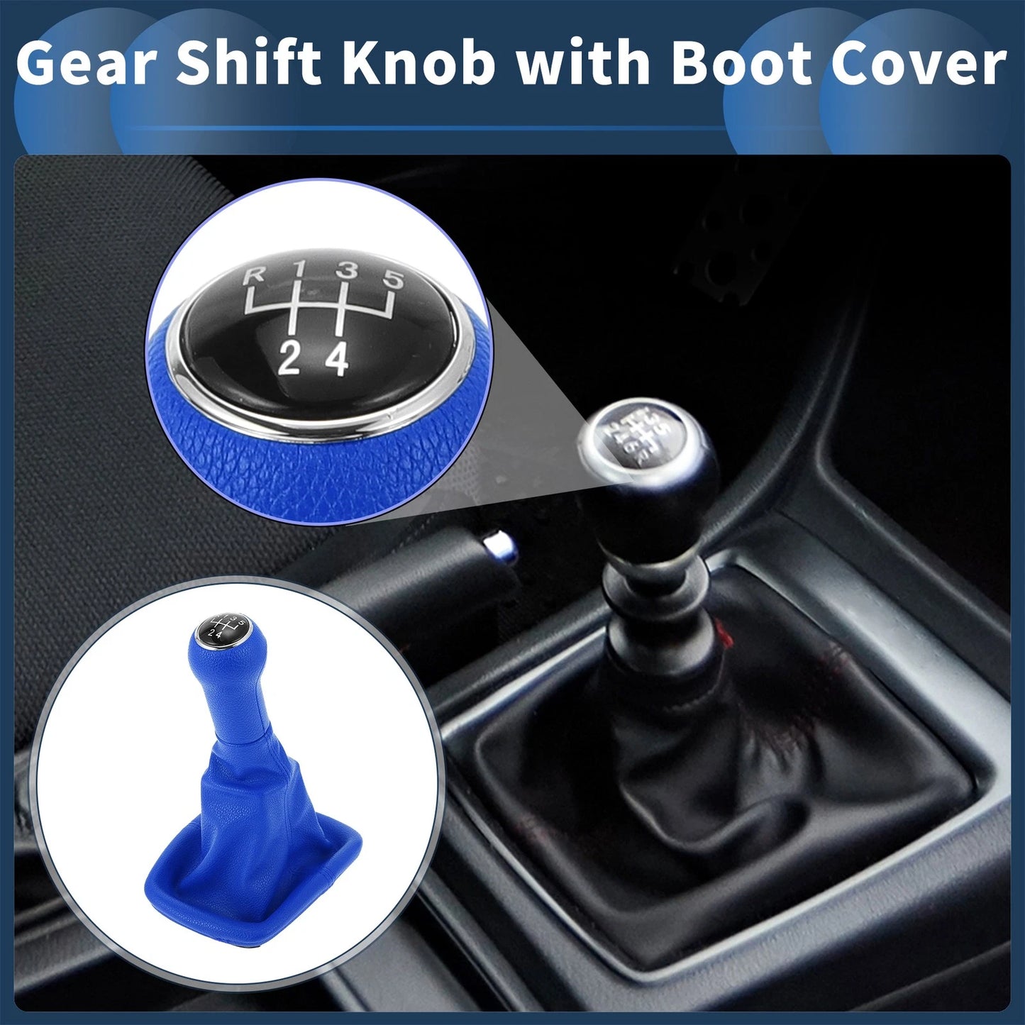 5 Speed Manual Gear Shifter Knob with Cover for VW Bora (1999–2005) Blue