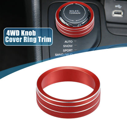 4WD Knob Cover Trim for Jeep Cherokee (2014–2021) & Compass (2017–2021) Red