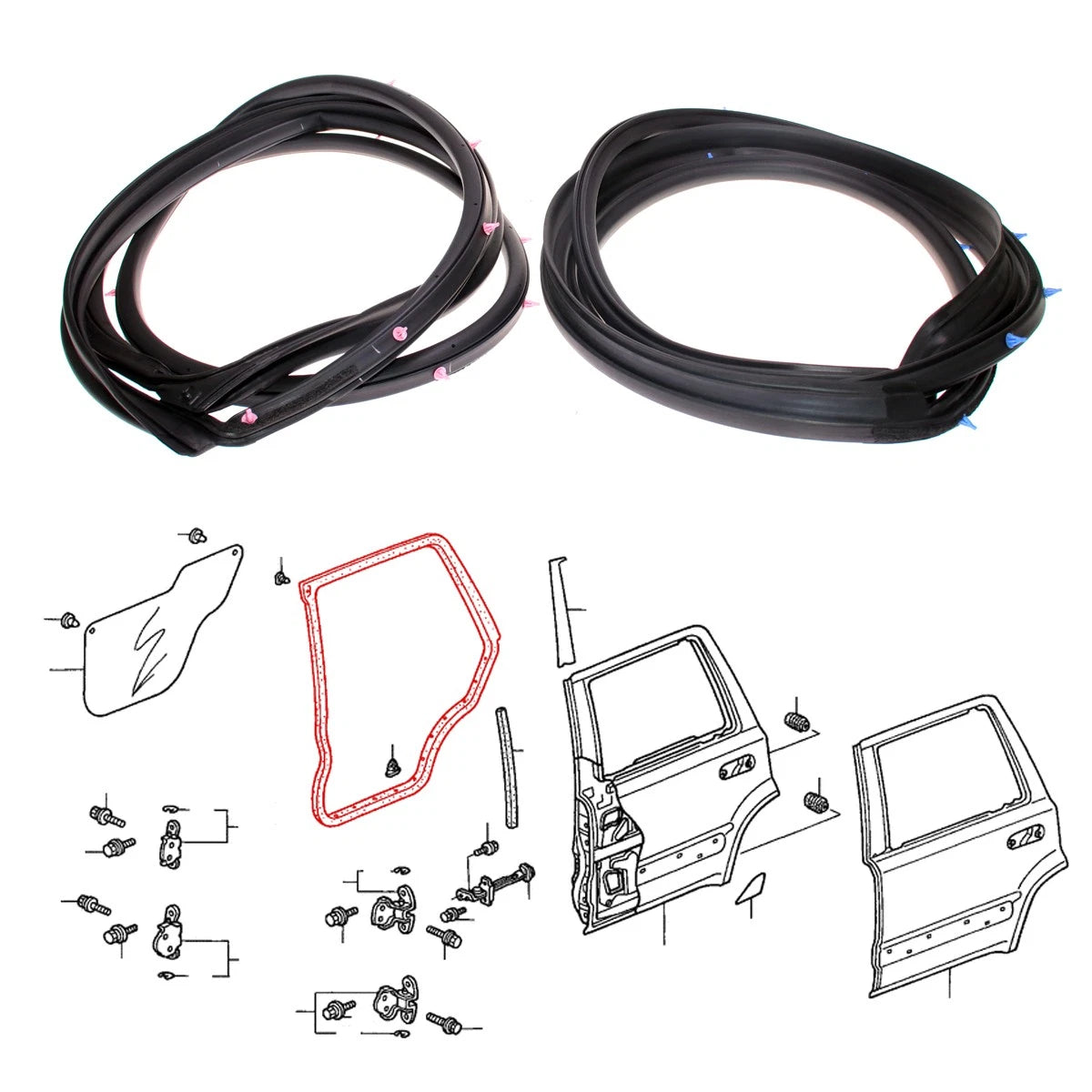 Set of 2 Rear Door Weatherstrip Seals for Honda CR-V (1997–2000)