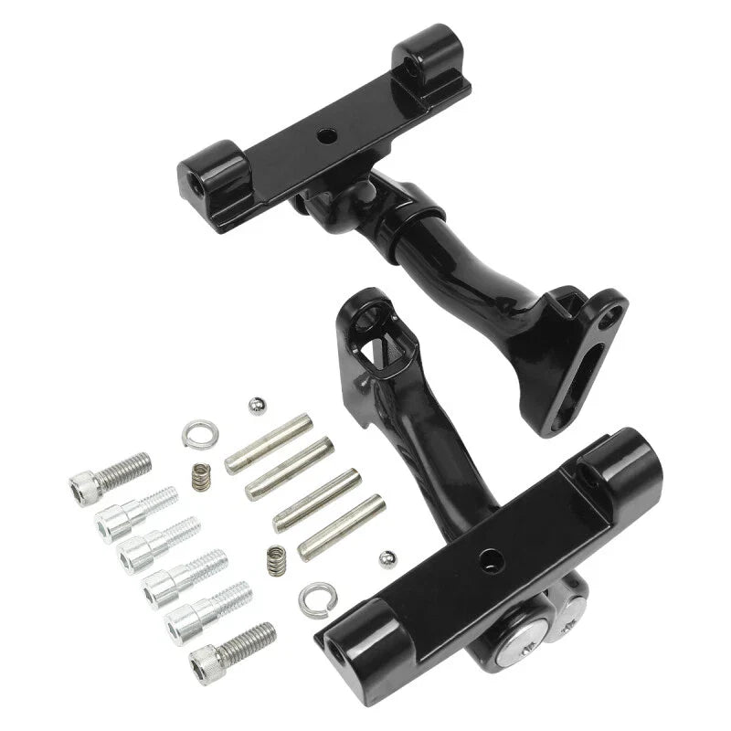 Chrome/Blk Passenger Adjustable Footboard Mount for Harley Touring (1993-2025)
