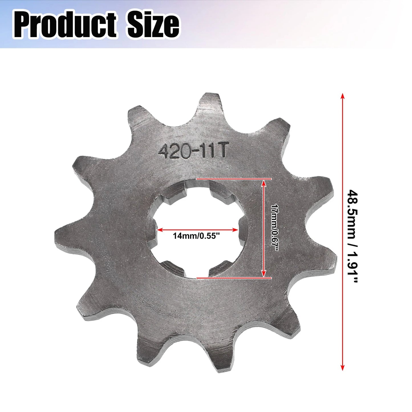 Set of 1 Front Engine Sprocket 420 11T 17mm for Dirt Bike Mini Bike