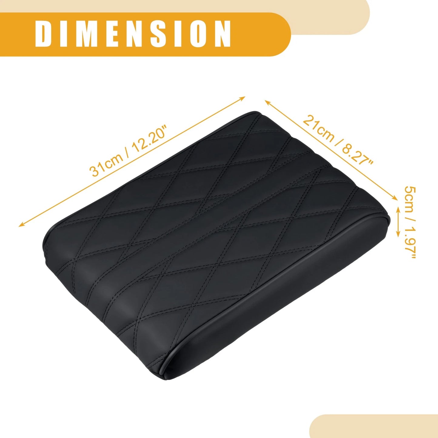 Universal Car Armrest Box Pad Booster Pad Black (12.20"x8.27"x1.97")