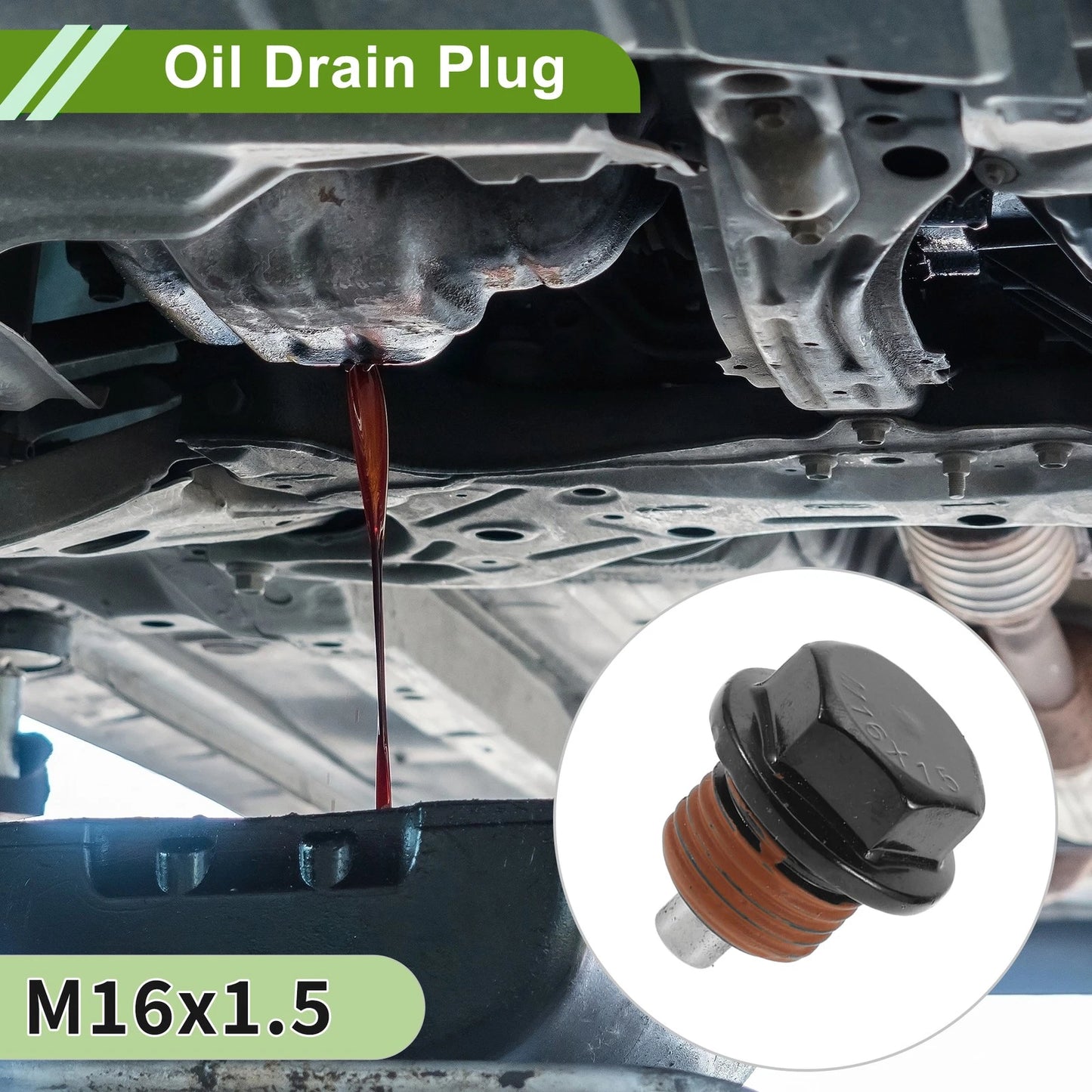 Set of 2 M16x1.5 Copper Oil Drain Plug with Gasket for Car Motorcycle