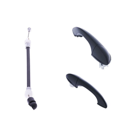 4pcs Rear LH+RH Black Outer Door Handle & Carrier Cable for BMW X5 (2000–2007)