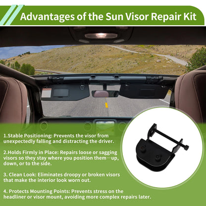 Set of 1 Sun Visor Repair Kit for Jeep Wrangler JK (2007–2017) Metal Black