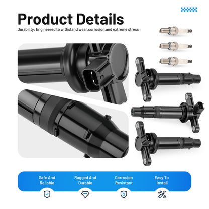 3X Ignition Coils & 3X Spark Plugs for Yamaha YXZ1000R (2016–2024)