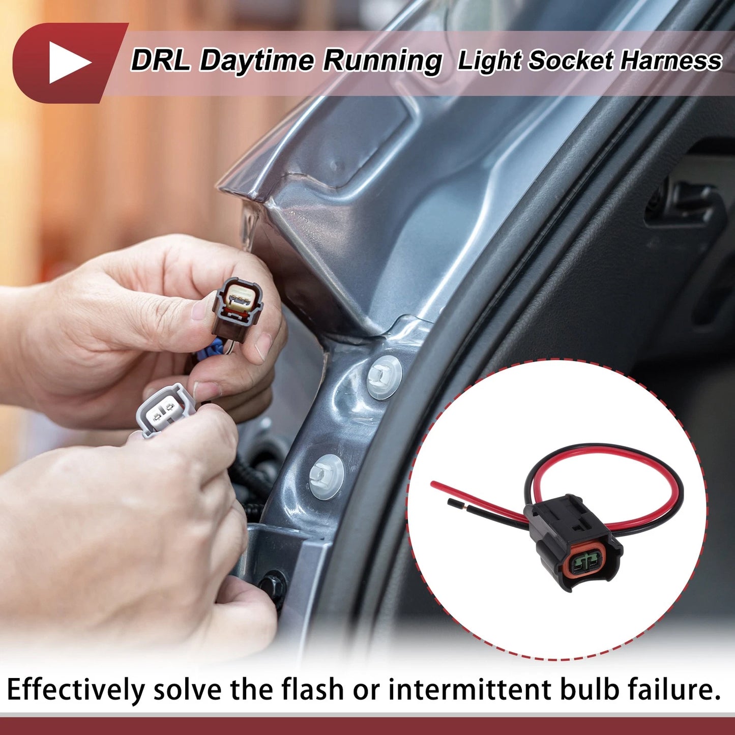 DRL Daytime Running Light Socket Wiring for Kia Forte (2019–2021) No. 92164M7050