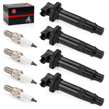 4Pcs Ignition Coils & Spark Plugs for Yamaha YZF R6 (1999–2002)