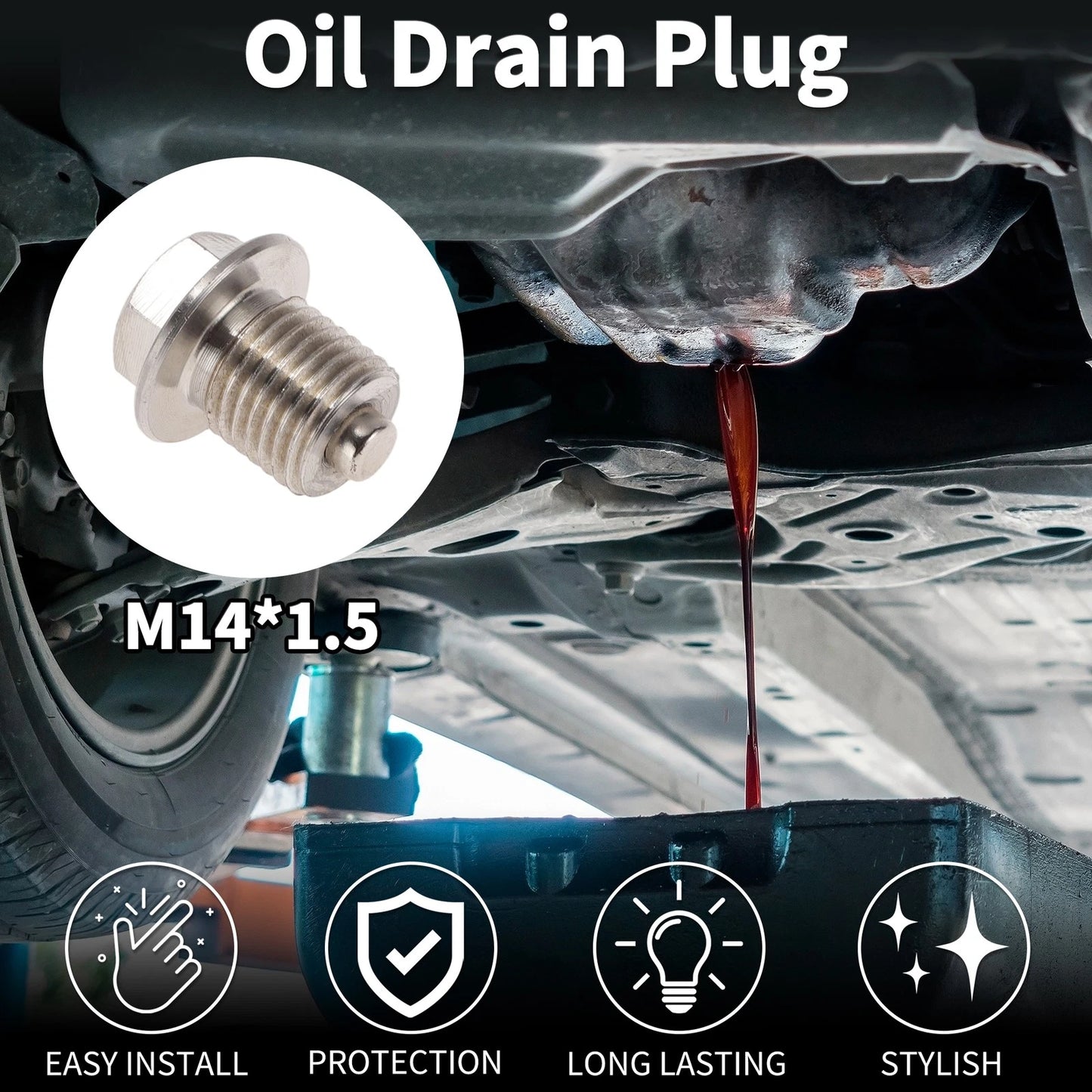 M14x1.5 Magnetic Oil Drain Plug for Various Models (1 Pc)