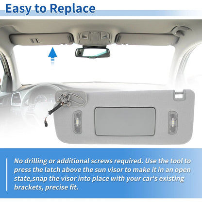 Left Side Sun Visor for Chevrolet Silverado 1500 2500 3500 (2015-2018) Gray