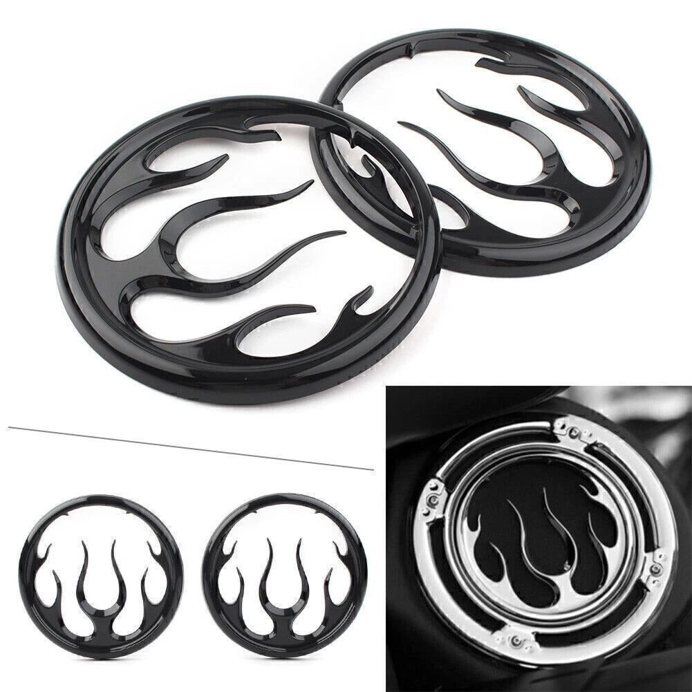 Black Flame Speaker Grill Accent Trim Cover for Harley Electra Glide (2014–2023)