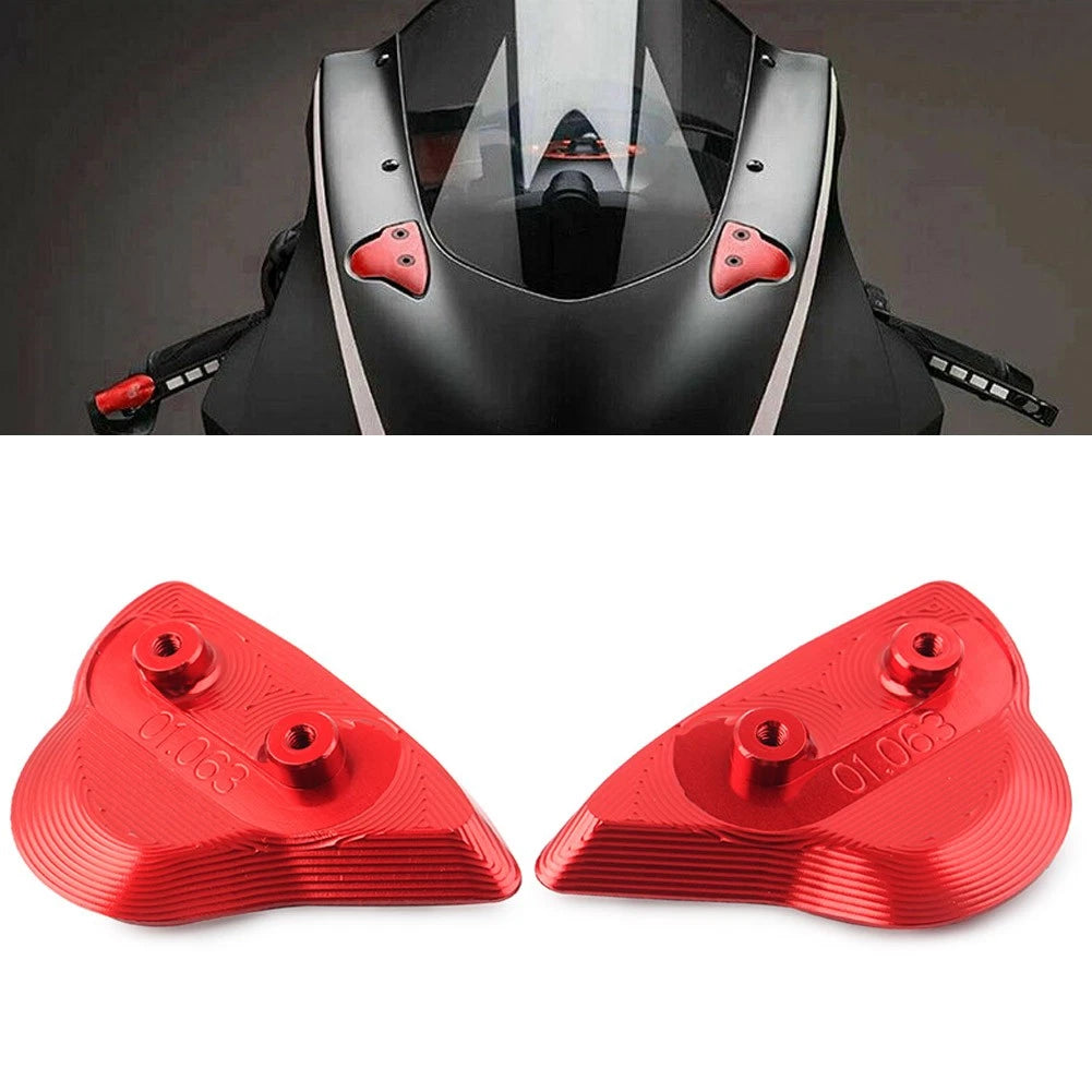 Set of 2 Red Rearview Mirror Block Off Base Plates for Yamaha YZF-R6 (2017–2022), R7 (2021–2023)