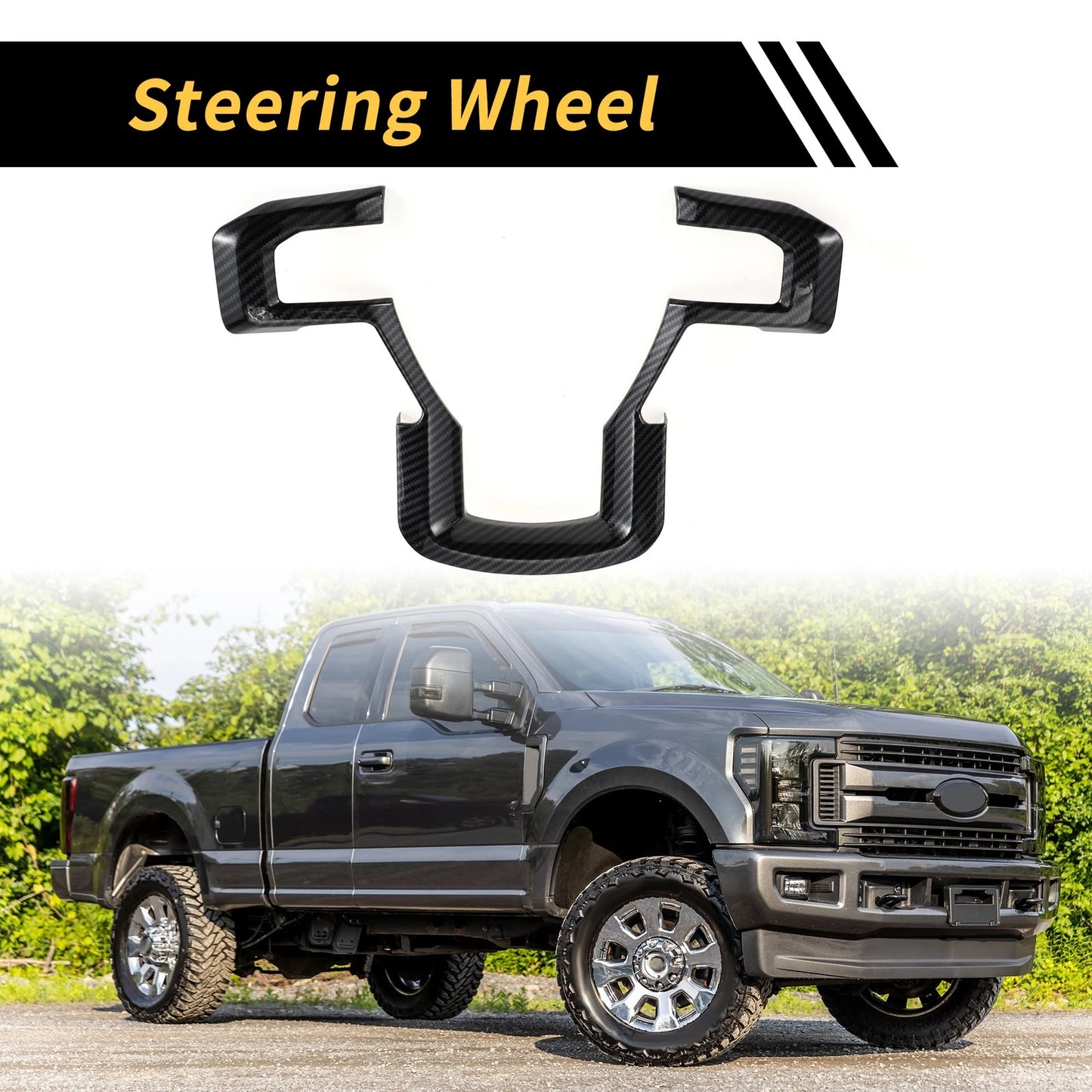 Steering Wheel Cover Trim for Ford F-150 (2015–2020) Carbon Fiber Black