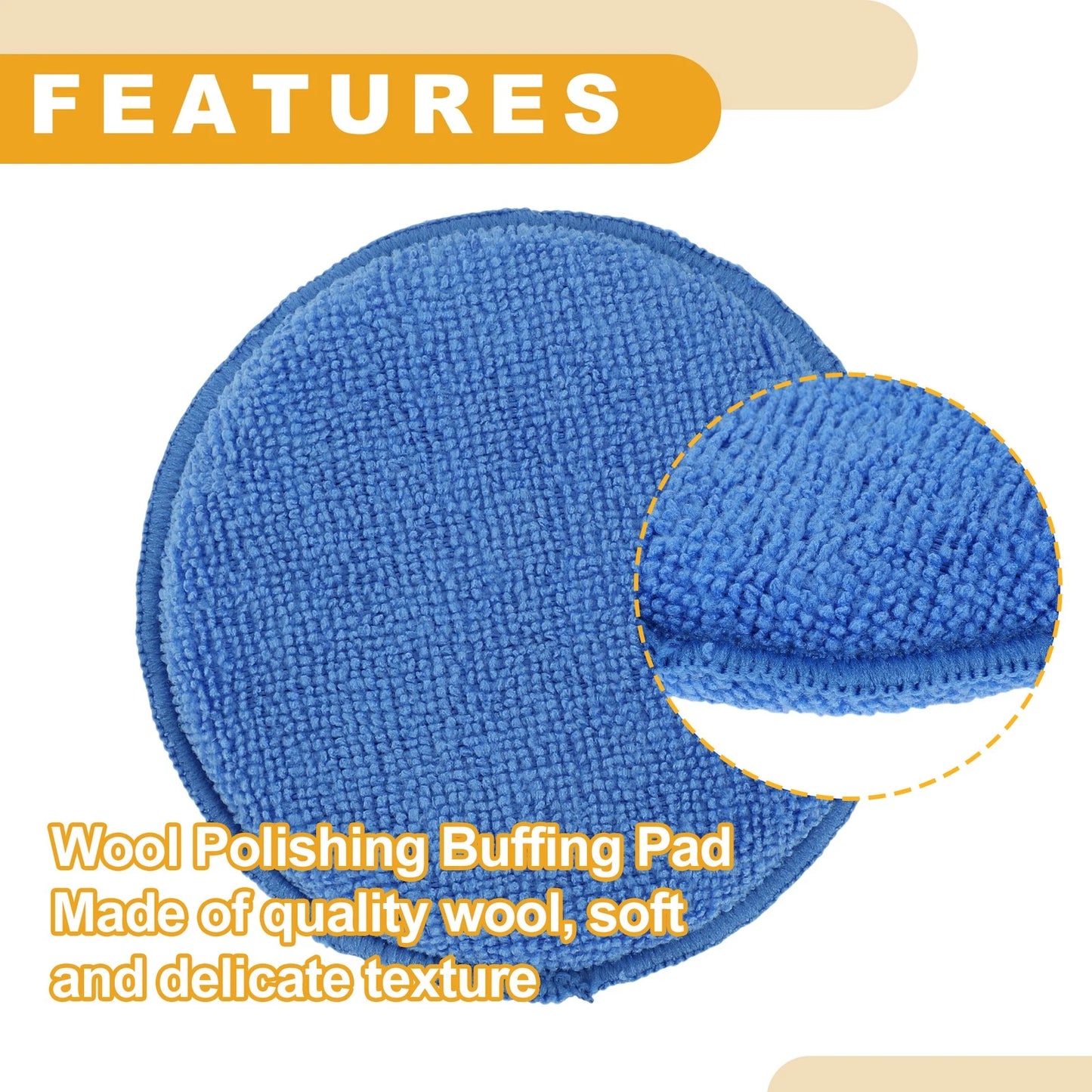 Set of 4 Polishing Buffing Pads for Auto (12.5cm, Sapphire Blue)