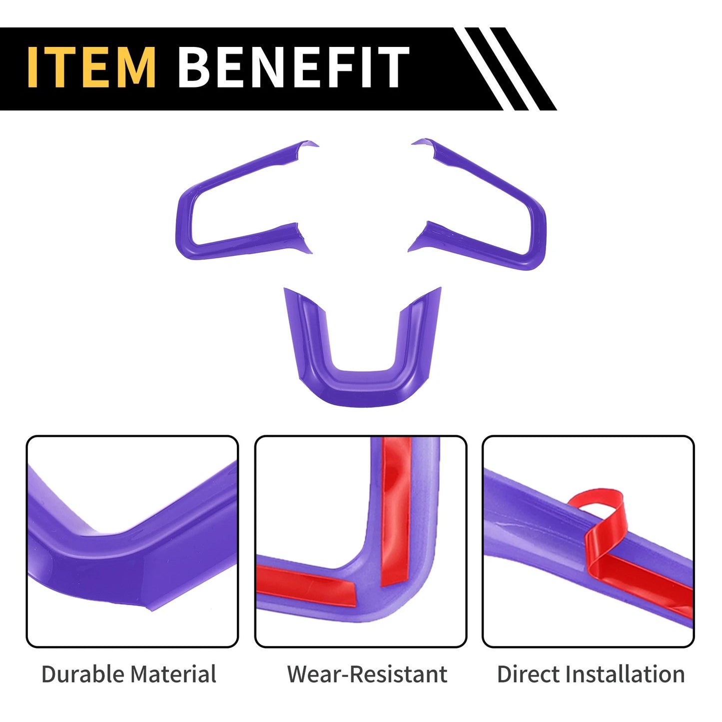 Set of 1 Steering Wheel Cover Trim for Jeep Wrangler JL JLU (2018–2024) Purple