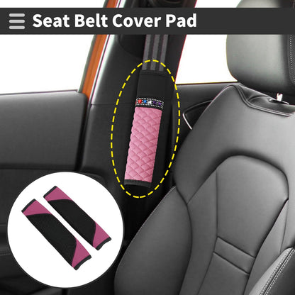Set of 2 Pink Seat Belt Cover Pads for Universal Fit (22cm)