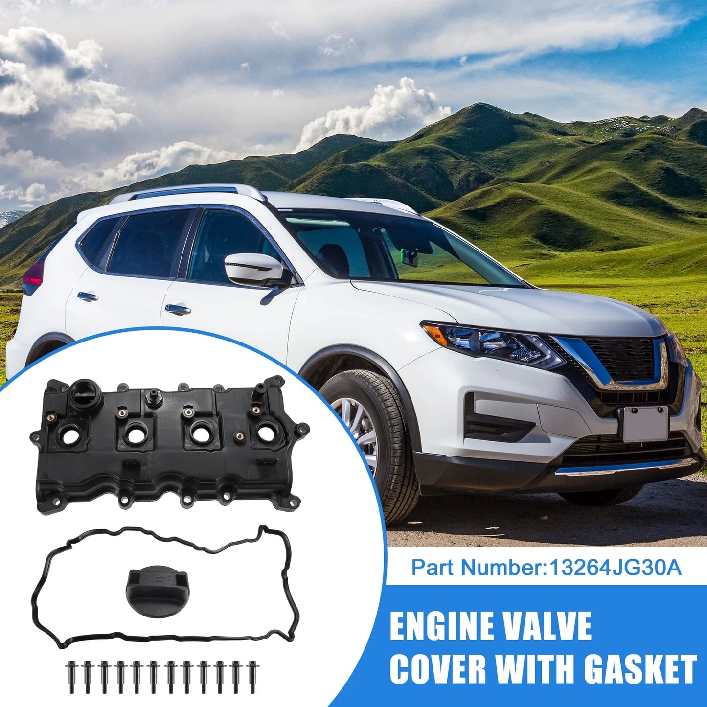 Set of 1 Engine Valve Cover with Gasket for Nissan Rogue (2008–2013) No.13264JG30A