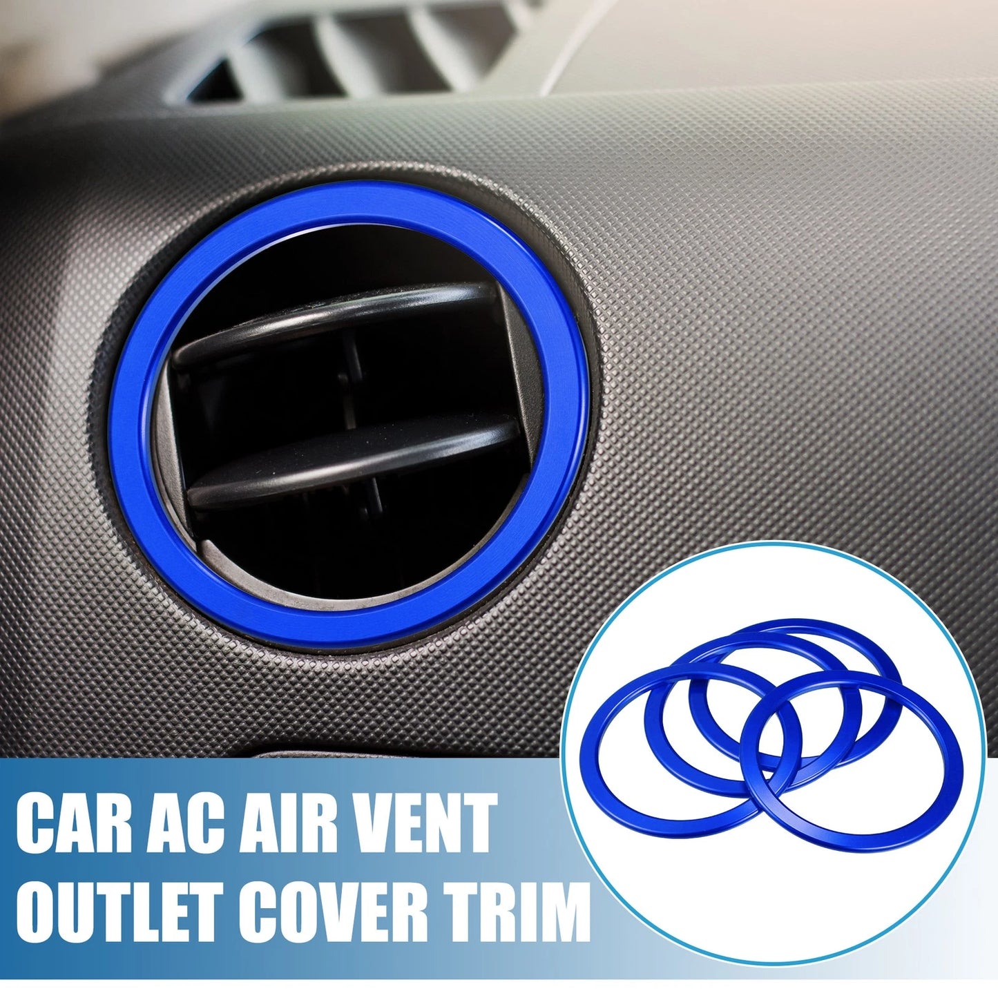 Set of 4 AC Air Vent Outlet Cover Ring Trim for Toyota Tundra (2014–2021) Blue