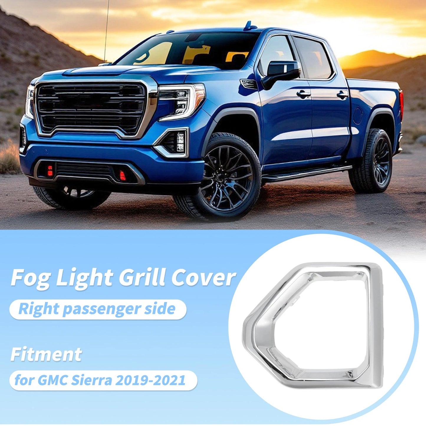 Left Side Front Bumper Fog Light Lamp Cover for GMC Sierra (2019–2021) No.84176752
