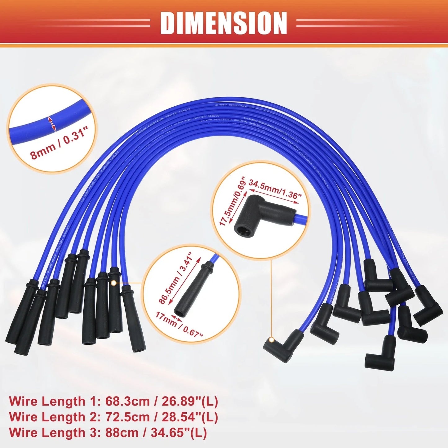 9 x Spark Plug Wire Ignition Coil Cables for Chevrolet SBC BBC Engines