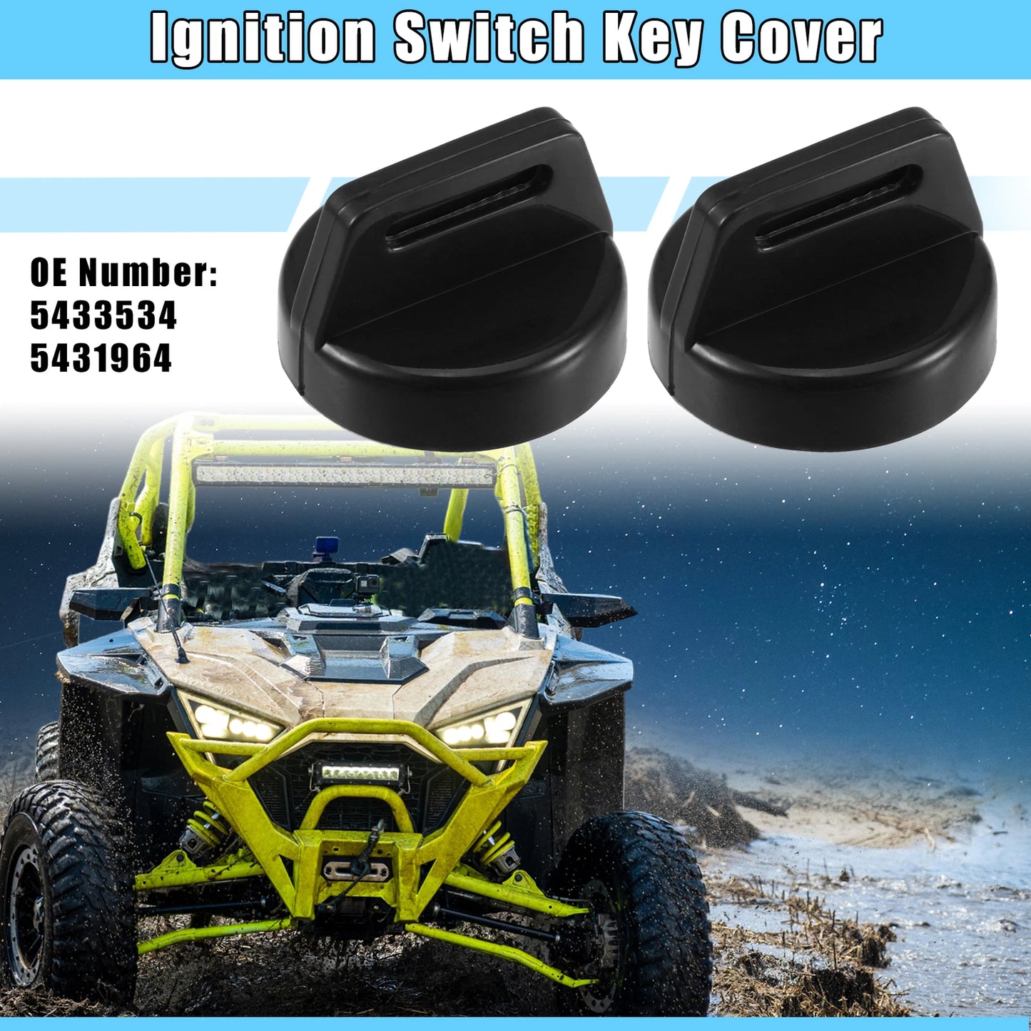 2X Ignition Switch Key Fob Cover Shell Case for Polaris RZR XP1000 (2014–2023)