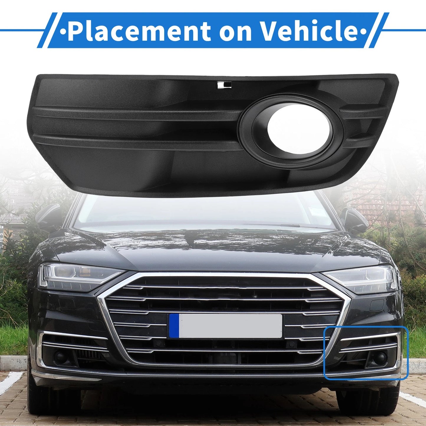 1pc Front Left Fog Light Grill for Audi Q5 (2009–2012) No. 8R0807681A Black
