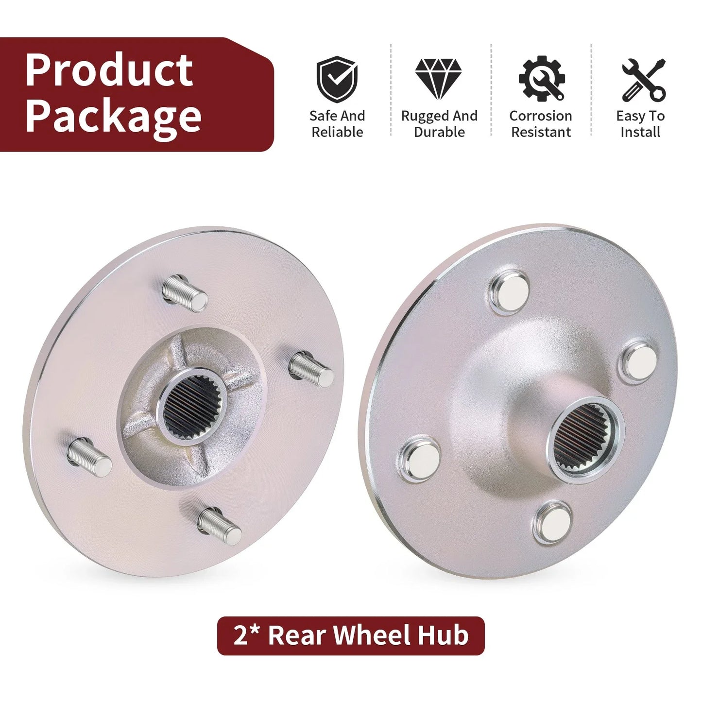 2 x Rear Wheel Hubs for Yamaha Big Bear 400 (2007–2012)