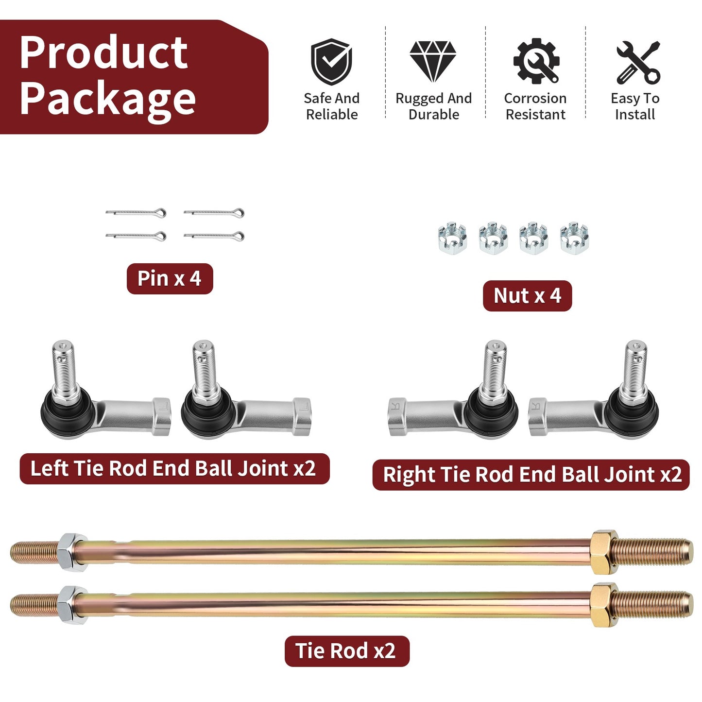 Set of 2 Tie Rod Ends for Can-Am Outlander 1000 850 800R 650 570 500 450
