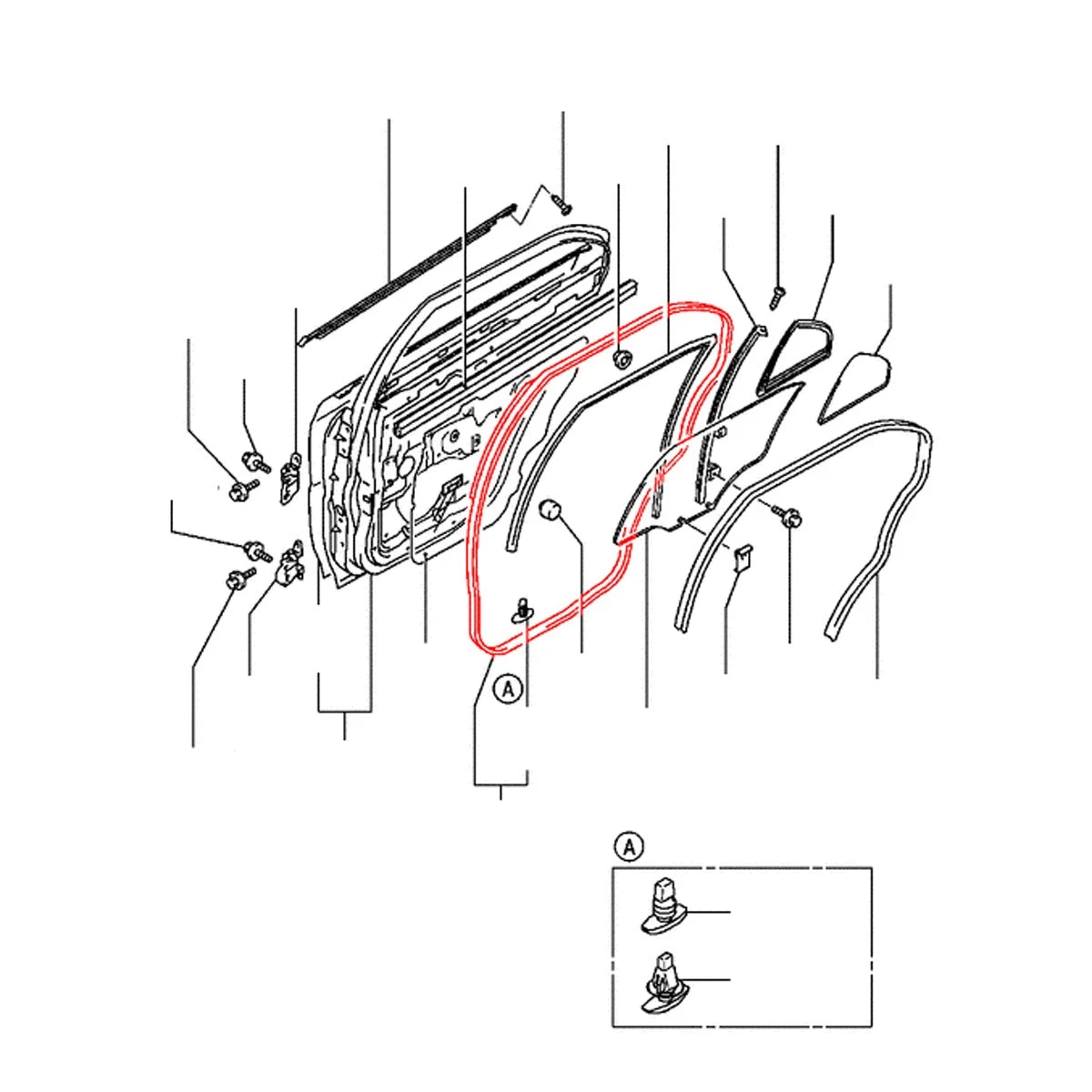 Rear Door Opening Weatherstrip for Mitsubishi Lancer Colt Mirage (CK4A CM8A)