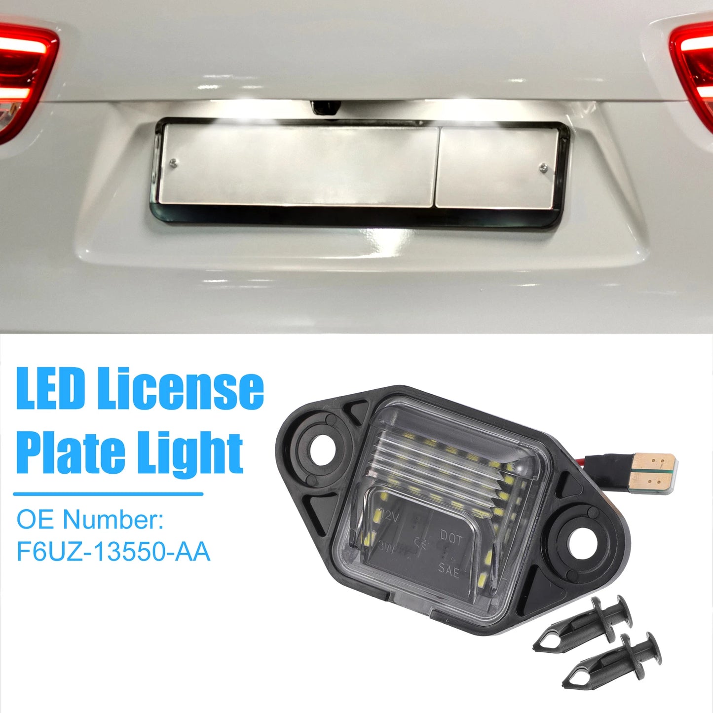 6500K White LED License Plate Light F6UZ-13550-AA for Ford E-150 E-250 (2003–2014)