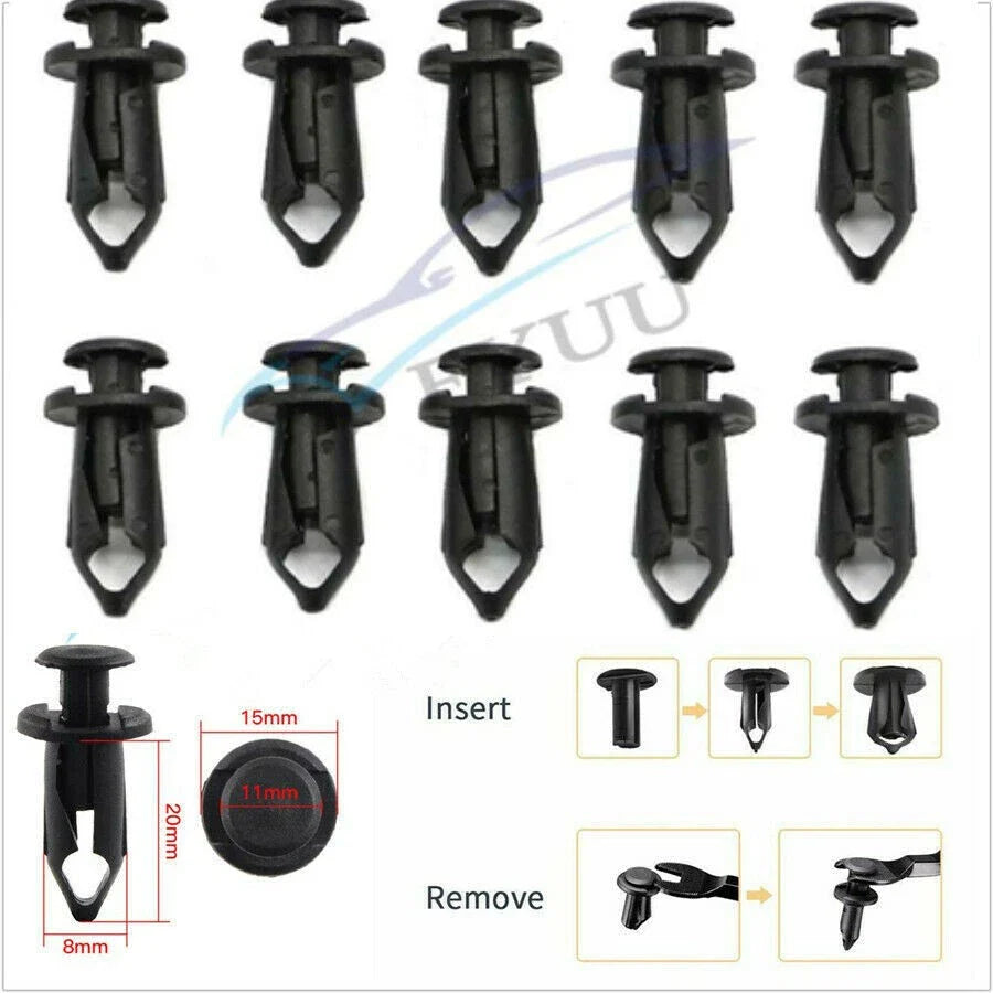 100 Pcs Plastic Mixed Size Fastener Clips for Car ATV UTV Body Trim