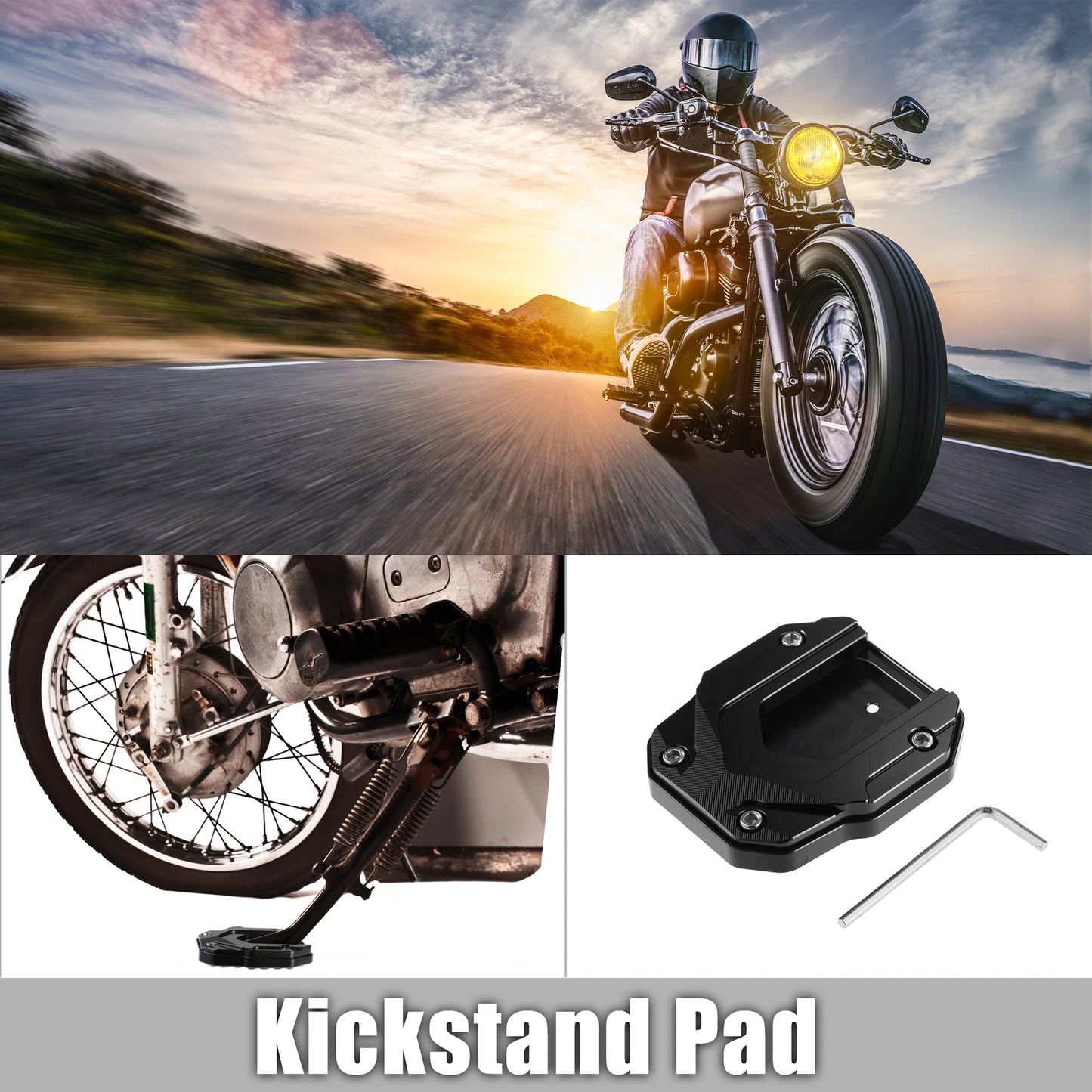 Set of 1 Aluminum Alloy Kickstand Plate Pad for BMW (with Wrench)