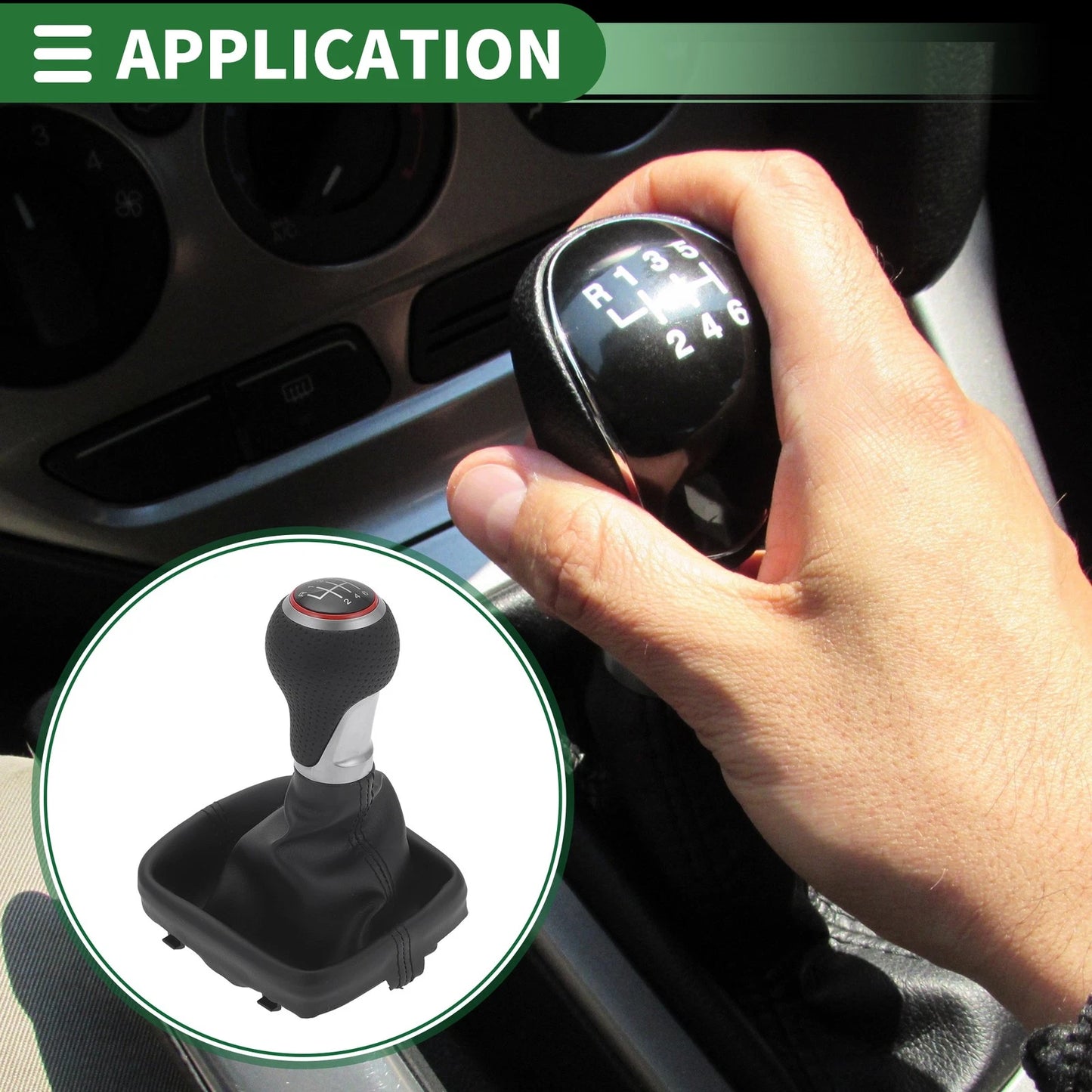 6-Speed Gear Shift Knob with Cover for Audi A3 (2013–2020) Matte Red Black
