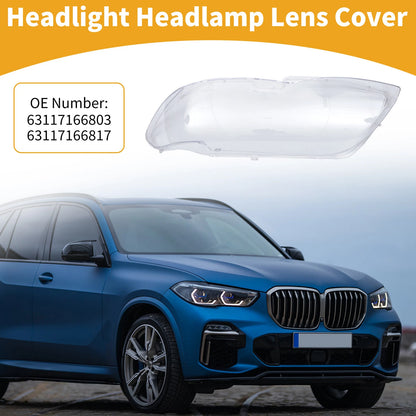 1 Pc Headlight Lens Cover for BMW X5 (2004–2006) No. 63117166817 Clear