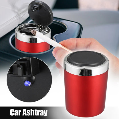 Universal Car Ashtray Trash Can with LED Light - Red