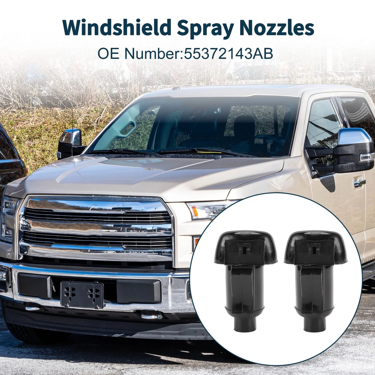 Windshield Washer Nozzle Set with Gasket for Jeep (No. 55372143AB)