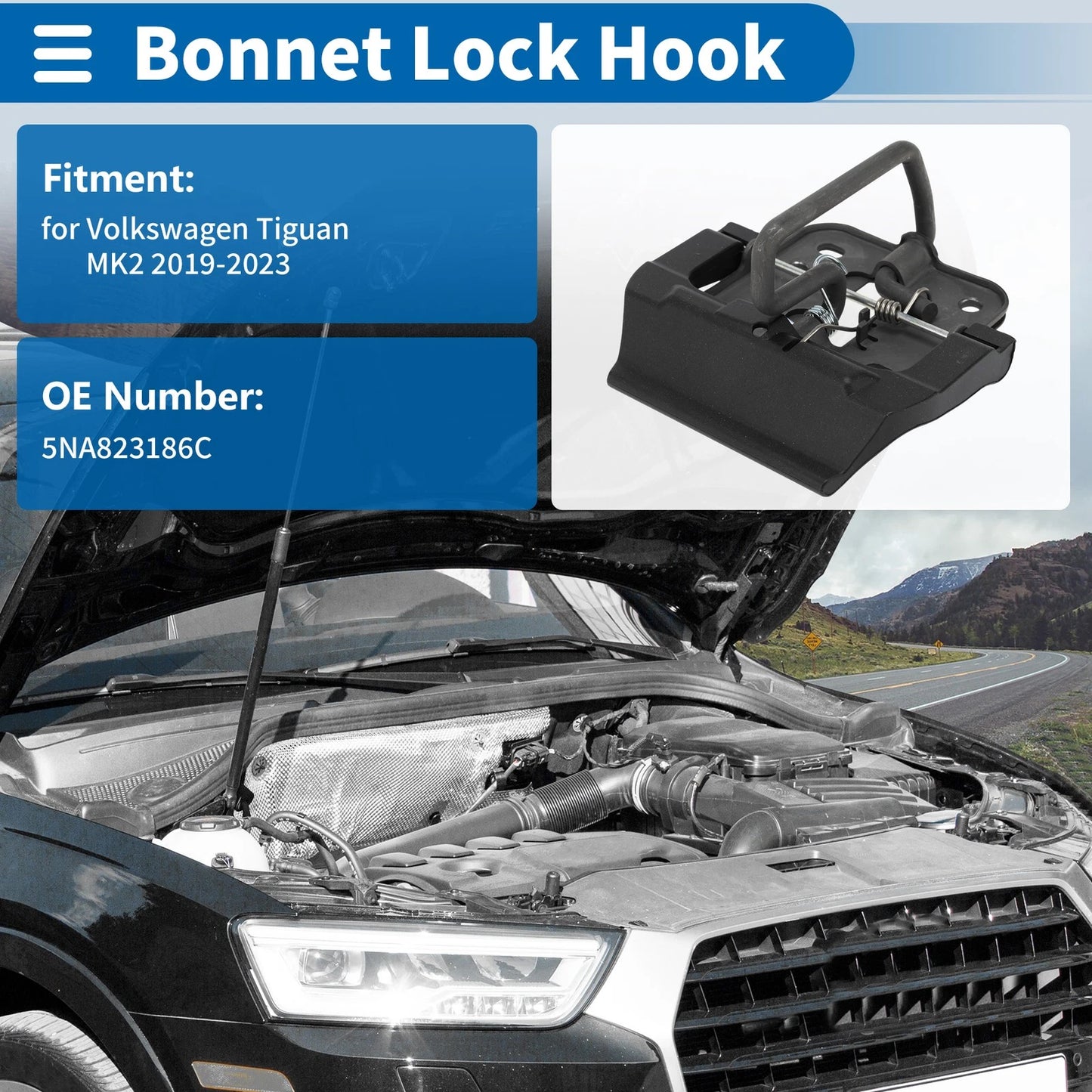Hood Latch Assembly for Volkswagen Tiguan (2019–2023) No. 5NA823186C