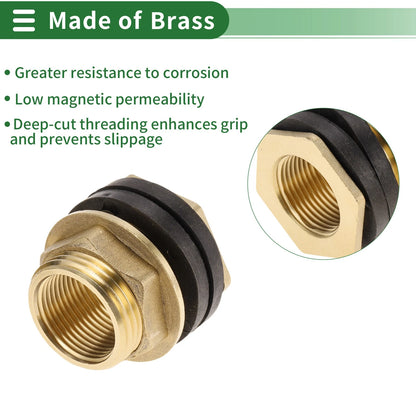 2X Brass Pipe Fitting 1" Male External Thread Connector with Gasket