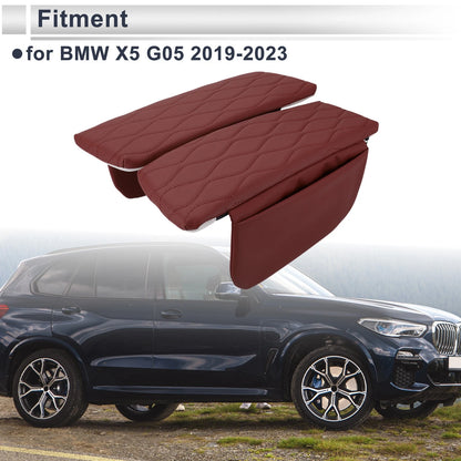 Car Center Console Cover with Storage Bag for BMW X5 (2019–2023) Deep Red