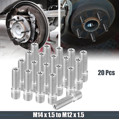 20 Pcs M14x1.5 to M12x1.5 50mm Wheel Studs for Audi