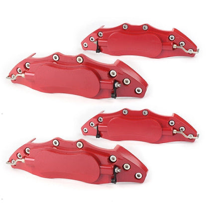 Set of 4 Metal 3D Brake Caliper Covers for Universal Fit (10.5") - Red