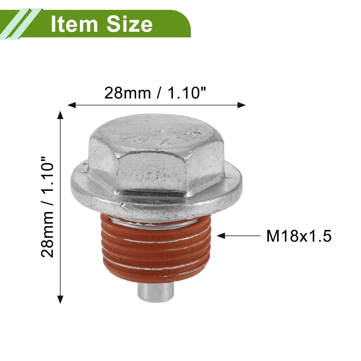 Set of 2 M18x1.5 Copper Oil Drain Plug with Gasket for Car Motorcycle