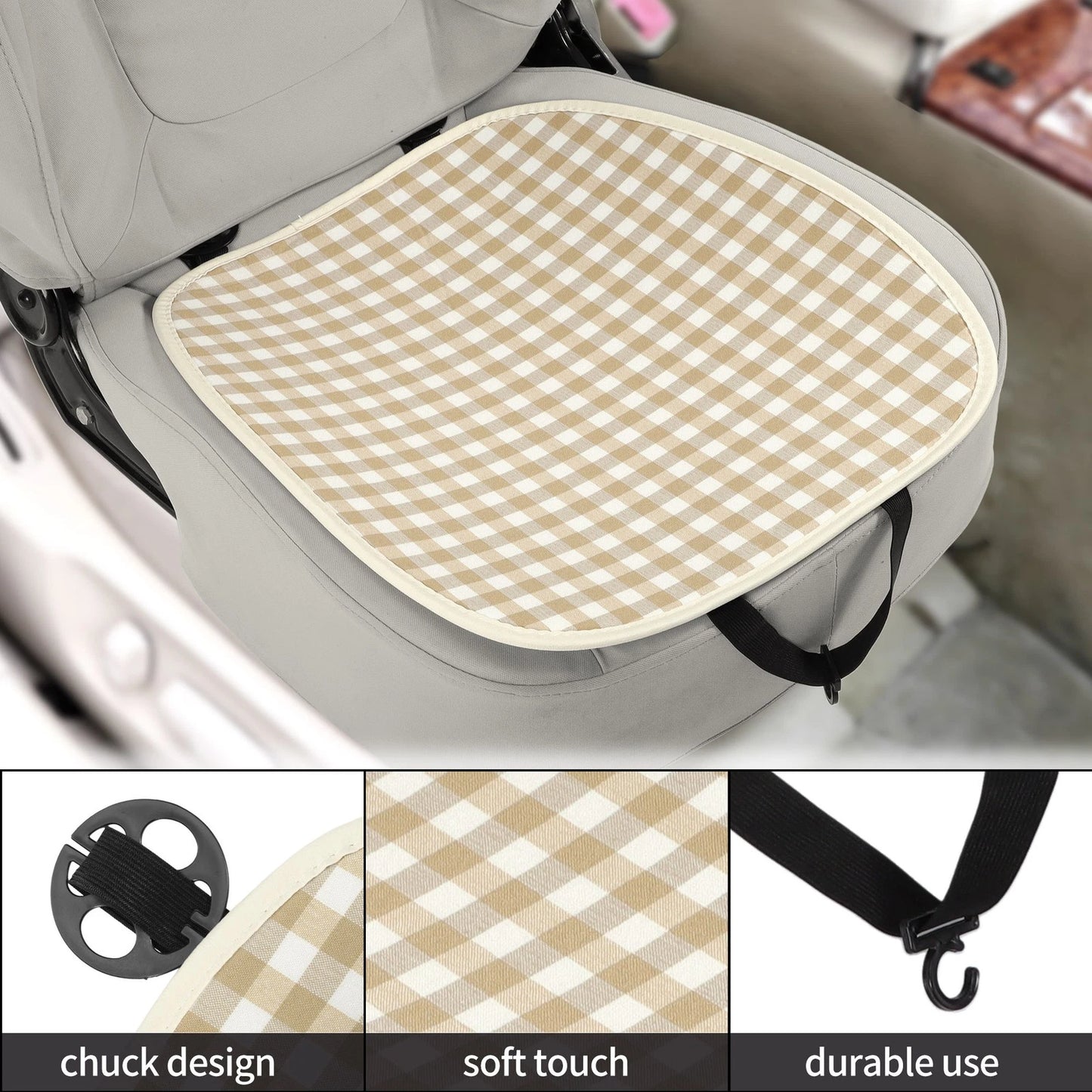 Car Bottom Seat Pad Cover for Universal Car SUV Truck (1 Pcs) Brown Cotton
