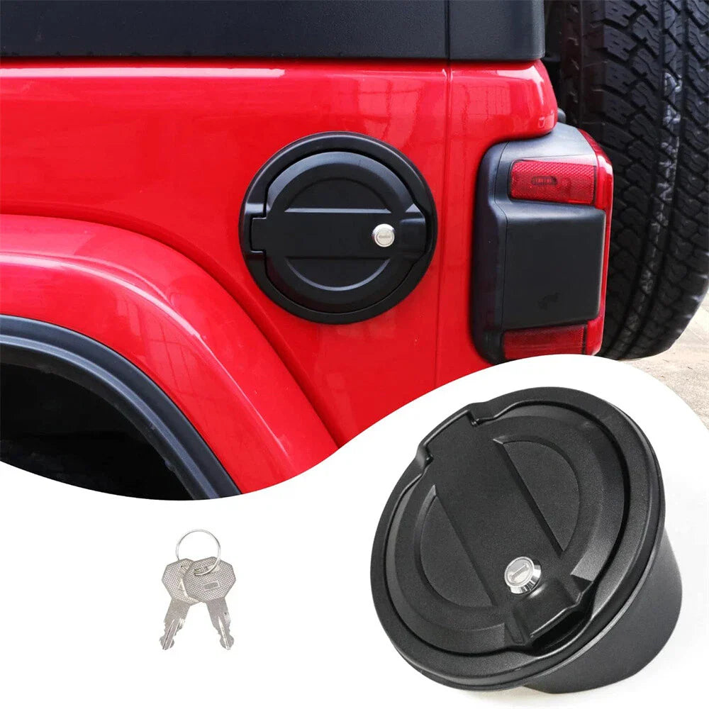 Black Locking Gas Tank Cap Cover for Jeep Wrangler JL (2018-2023)