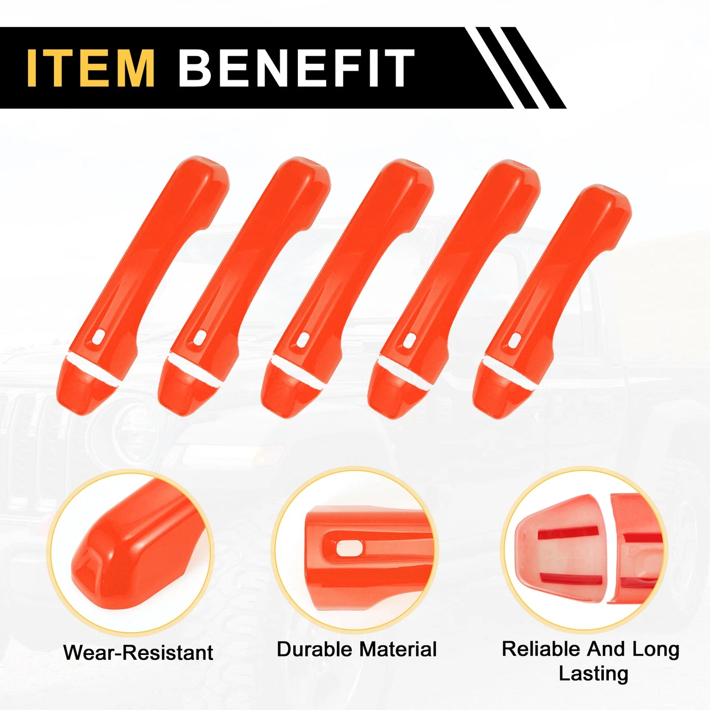 Set of 1 Door Tailgate Handle Cover for Jeep Wrangler JL JLU (2018–2022) Orange